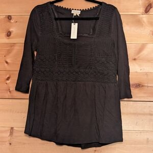 Anthropologie Black Textured Top...Meadow Rue